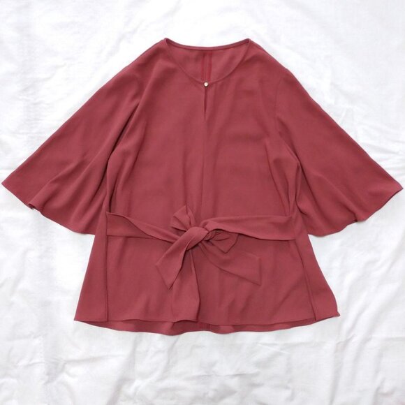 Fenne Flare Sleeve Blouse Burgundy - Picture 3 of 5
